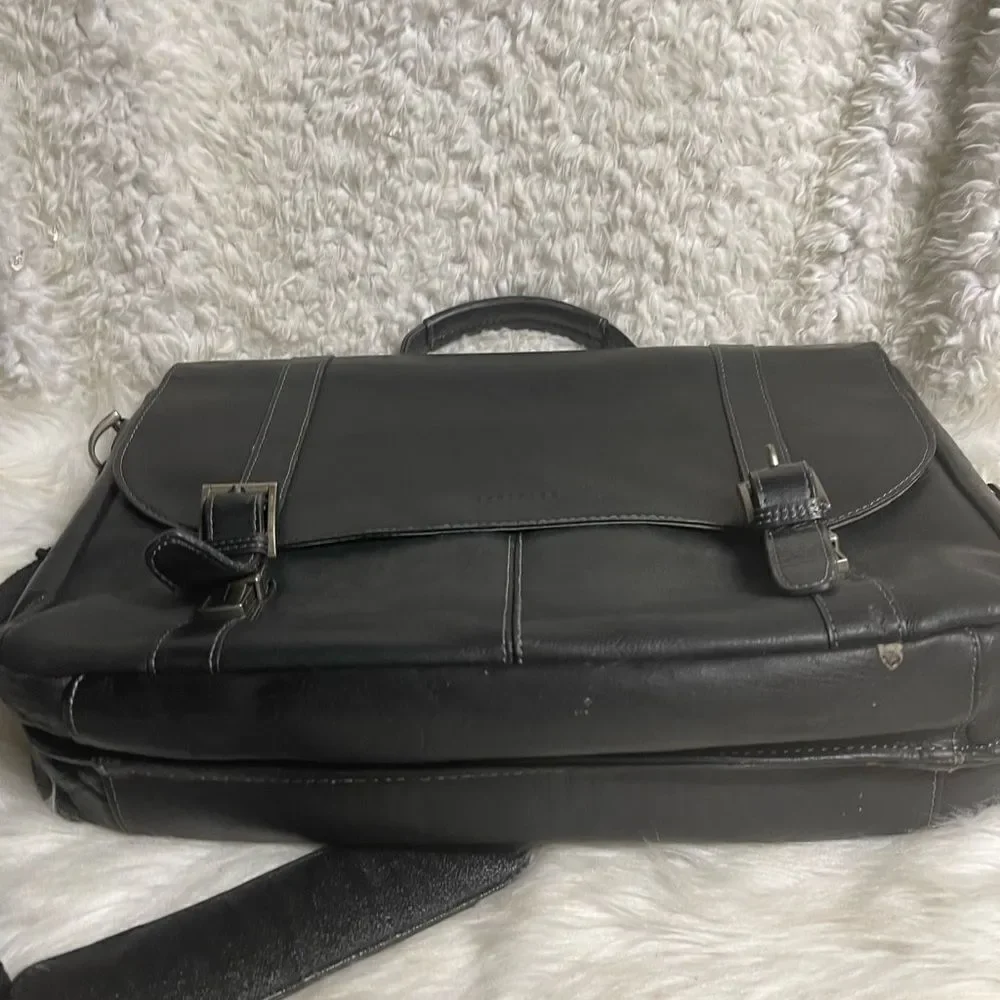 Heritage Columbian Leather black Dual Compartment 16” Portfolio Laptop Bag
